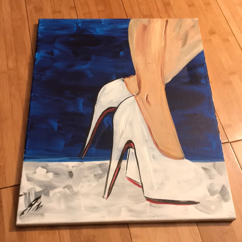 Hand painted Louboutin inspired canvas